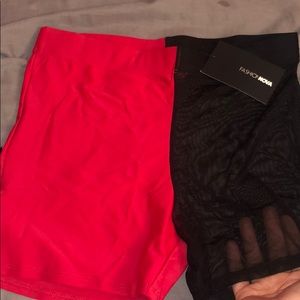 Red and black shorts